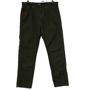 Wrangler Riggs Cargo Pants Mens 36x34 Green Canvas Ripstop Utility Cargo